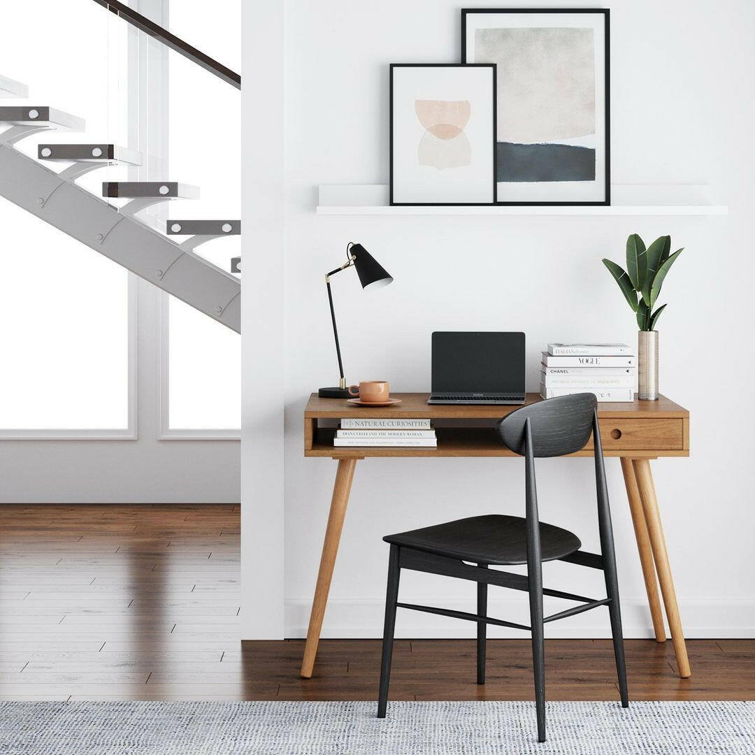 Parker Mid Century Modern Wood Acacia Desk with Drawer | Nathan James