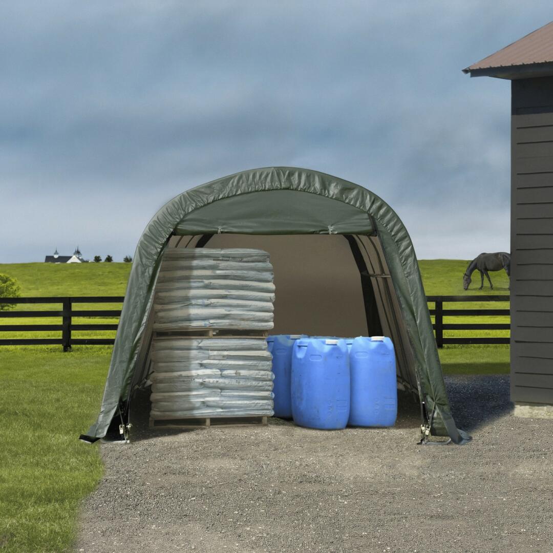 ShelterCoat Custom Round Wind and Snow Rated Shelter, 15 ft. x 20 ft. x 12 ft. Standard PE 9 oz. Green