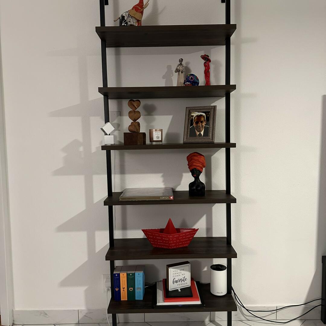 Theo Bookshelf Wood Nutmeg Matte Black 6-Shelf | Nathan James