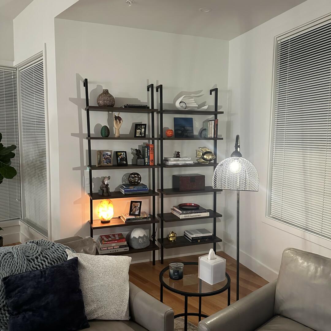 Theo Bookshelf Wood Nutmeg Matte Black 6-Shelf | Nathan James