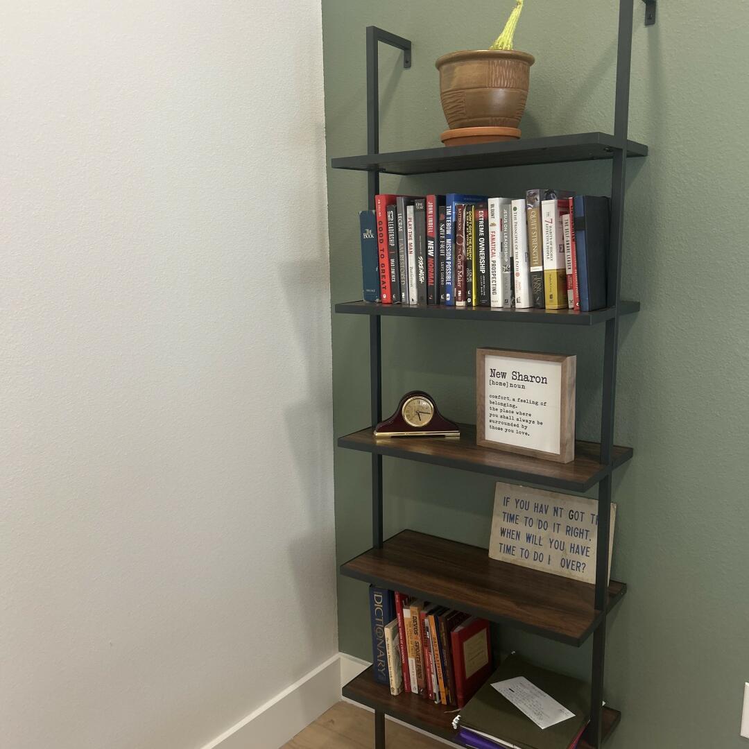 Theo Bookshelf Walnut Matte Black 5-Shelf Ladder | Nathan James