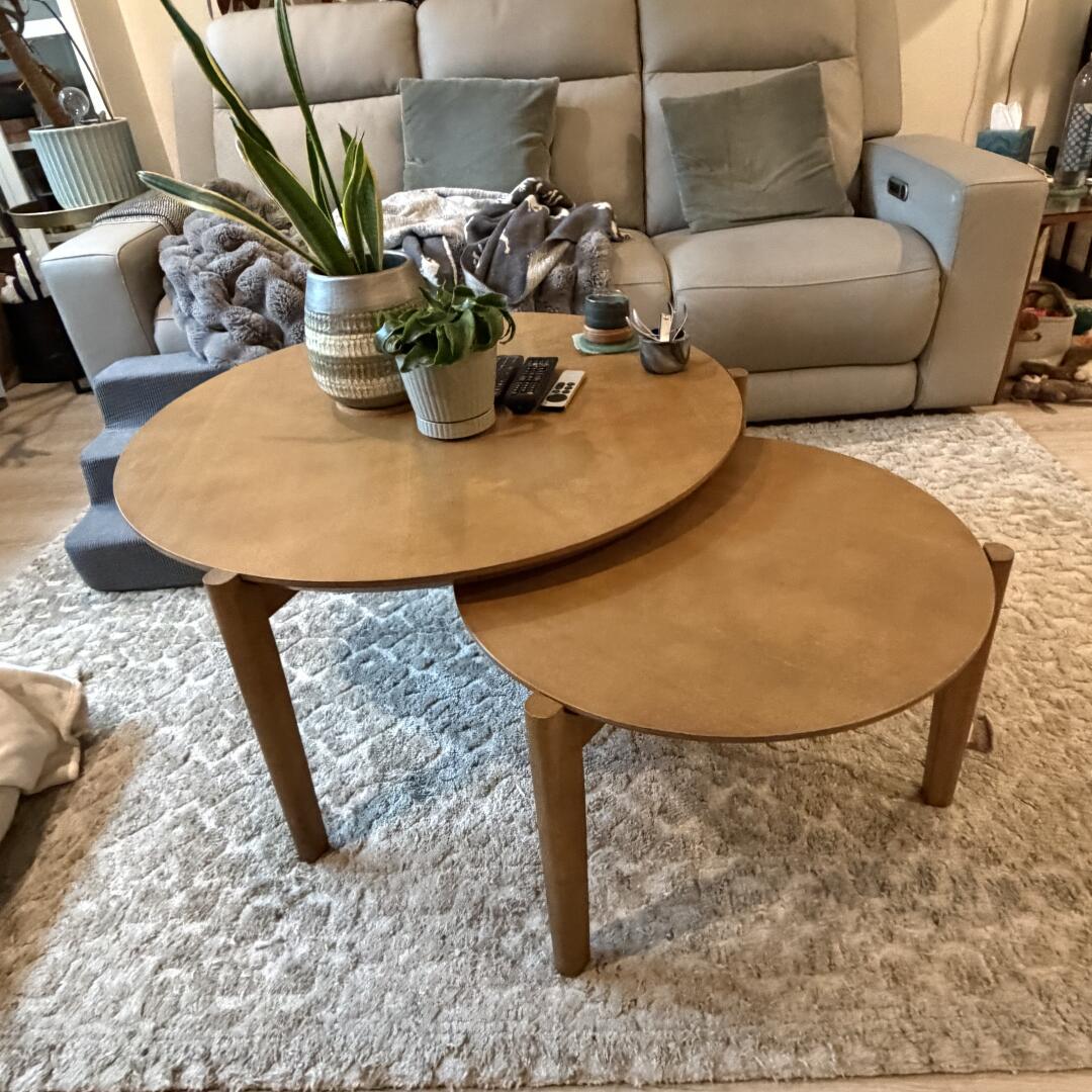 Kendall Mid-Century Round Light Brown Wood Coffee Table | Nathan James