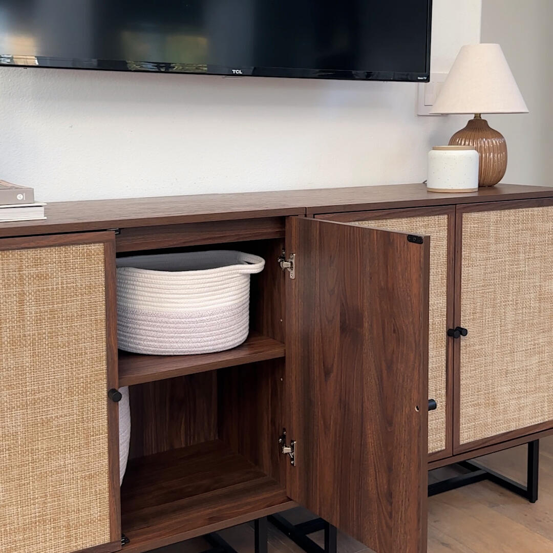 Kova Credenza Rattan Walnut Set of 2 | Nathan James
