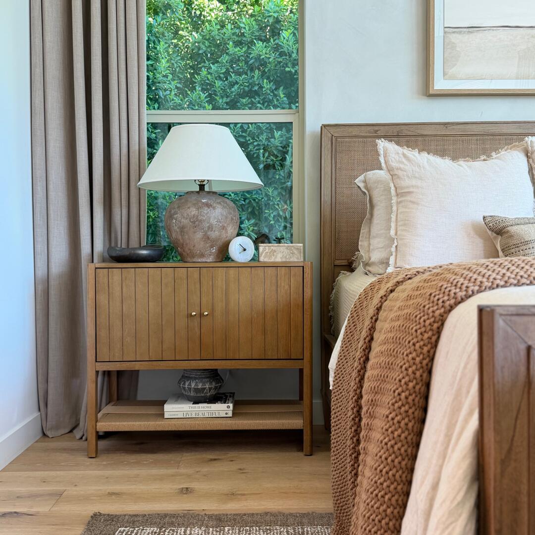 Meads Storage Cabinet Light Brown Grooved Door | Nathan James