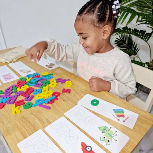 Kids' Spelling Game - Wooden Letters & Word Cards