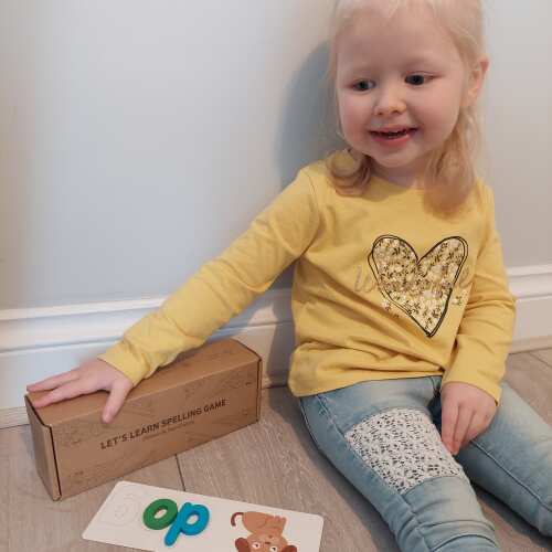 Kids' Spelling Game - Wooden Letters & Word Cards
