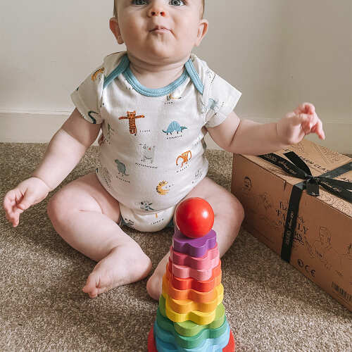 Stacking Rings Toy - Wooden Rainbow Toy