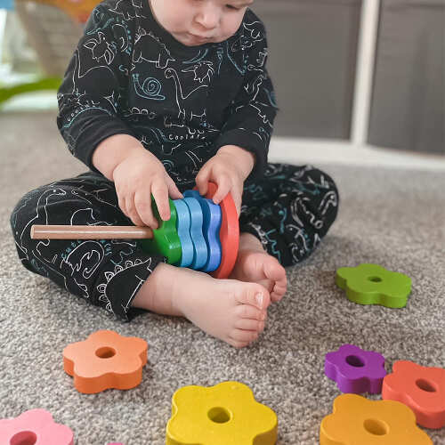 Stacking Rings Toy - Wooden Rainbow Toy