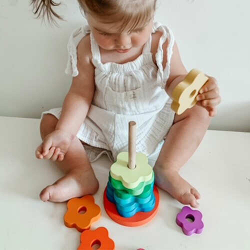 Stacking Rings Toy - Wooden Rainbow Toy