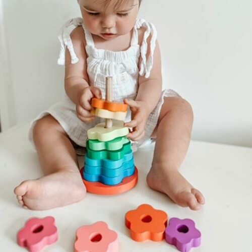 Stacking Rings Toy - Wooden Rainbow Toy