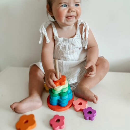 Stacking Rings Toy - Wooden Rainbow Toy