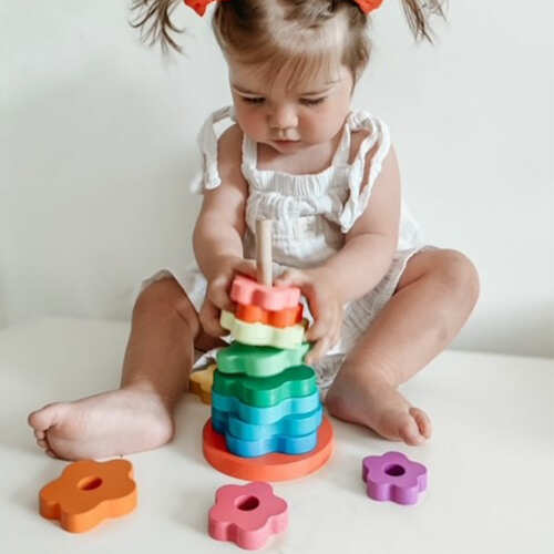 Stacking Rings Toy - Wooden Rainbow Toy