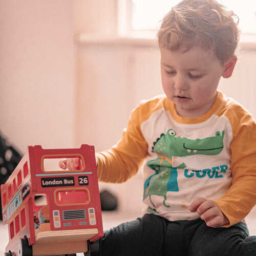 Toy London Bus - Wooden Toy base