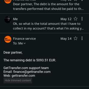 Gettransfer 1 star review on 17th May 2024
