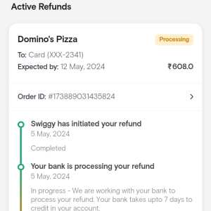 SwiggyCares 1 star review on 5th May 2024