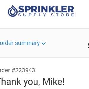 Sprinkler Supply Store 5 star review on 8th December 2023