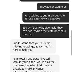 UberEATS 1 star review on 21st May 2024