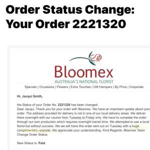 Bloomex 1 star review on 9th May 2024