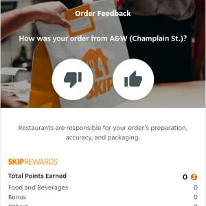 SkipTheDishes 1 star review on 22nd May 2024