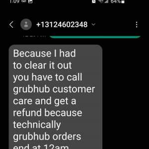 grubHub 1 star review on 26th May 2024