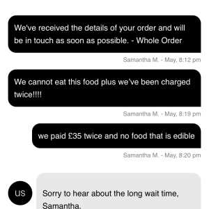 UberEATS 1 star review on 31st May 2024