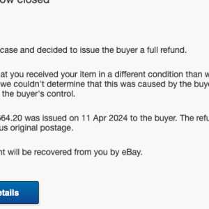 Ebay 1 star review on 11th April 2024
