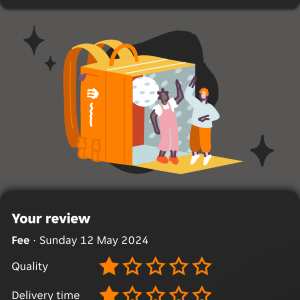 Just Eat 1 star review on 12th May 2024