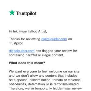 Trustpilot 1 star review on 23rd May 2024
