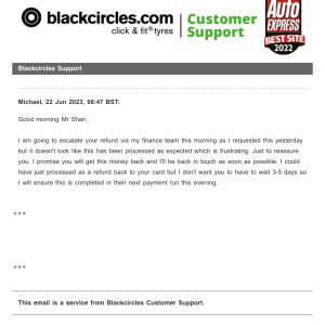 Blackcircles 1 star review on 26th June 2023
