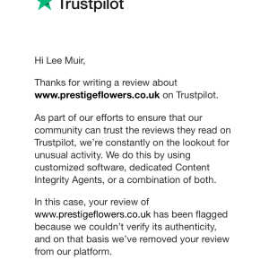 Trustpilot 1 star review on 13th May 2024