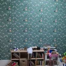 Review Image - Doggies Wallpaper - Non-woven Wallpaper , Turquoise , Roll