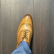 Review Image - Cambridge Wingtip Oxford Brogue Almond Tan 43 / UK 9 / US 10