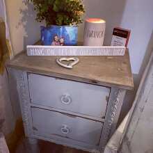 Victorian Nightstand Crafted Distressed Wood Removable Wheels