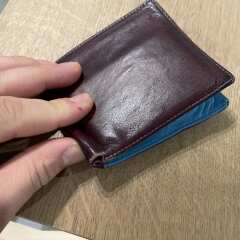 Men's Leather Wallet in Burgundy and Turquoise Deerskin with 10 Card Slots by Fort Belvedere