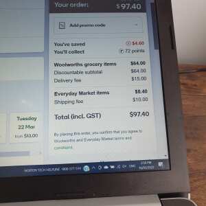 woolworths online 1 star review on 16th March 2022