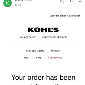 Kohl's 1 star review on 3rd February 2024
