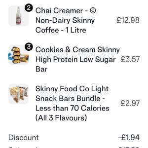 skinny food co 1 star review on 27th November 2022