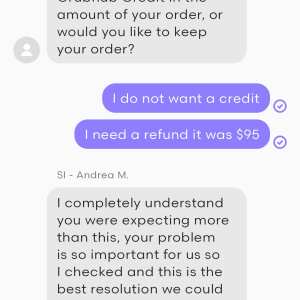 grubHub 1 star review on 7th May 2024