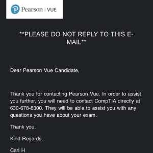 Pearson VUE 1 star review on 30th January 2022