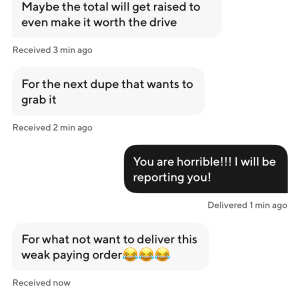 DoorDash 1 star review on 5th May 2024
