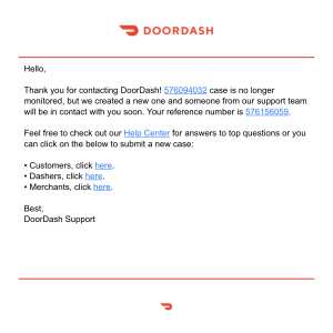 DoorDash 1 star review on 25th March 2024