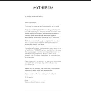 mytheresa.com 1 star review on 25th March 2024