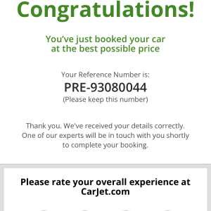 CarJet.com 1 star review on 11th November 2023