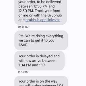 grubHub 1 star review on 19th March 2024