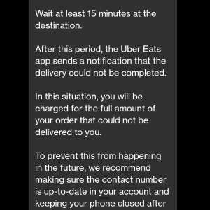UberEATS 1 star review on 23rd November 2022