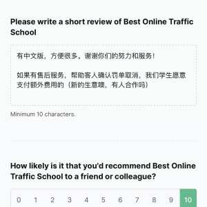 Best Online Traffic School 5 star review on 21st February 2024