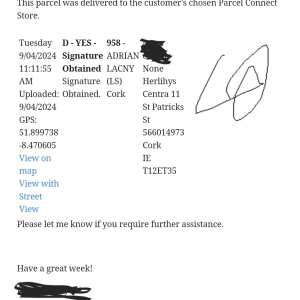Fastway Couriers Ireland 1 star review on 15th April 2024