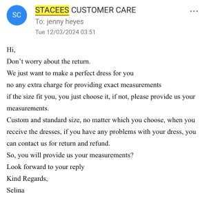 Stacee's 1 star review on 16th April 2024