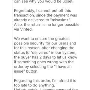Vinted 1 star review on 15th April 2024