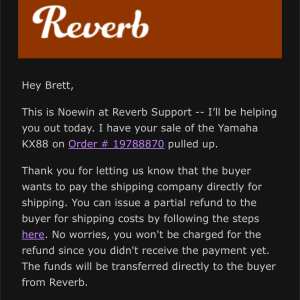 Reverb.com 1 star review on 27th February 2024
